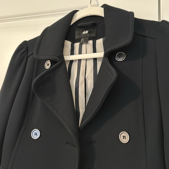 H&M Fitted Cropped Button Black Peacoat 4/34 - Picture 3 of 10